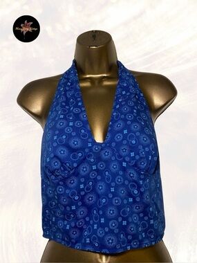 Y2K Blue Halter Crop Top
